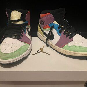 Size 10.5 - Nike Air Jordan 1 SE Mid Lightbulb Women’s Shoe Multicolor Preowned